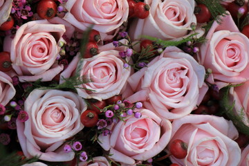 Pink roses wedding bouquet