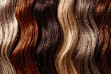 Fototapeta premium Shiny, natural hair extensions in various colors
