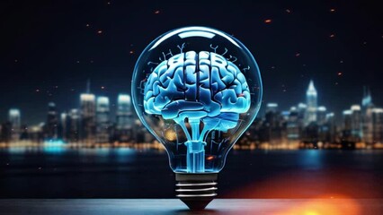blue brain light bulb visual creative idea