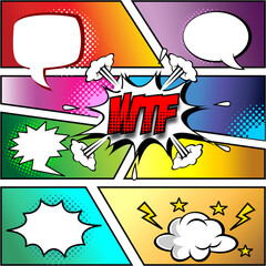 bubble speech set pop art style in bold frame