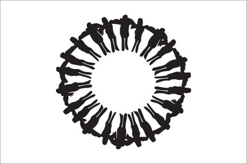 Lifecycle Stages of Life Background. Different people stand together. Flat vector illustration.