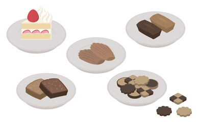 アイソメトリックイラスト：焼き菓子セット