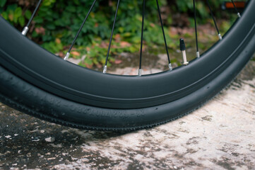 bicycle wheel in the park