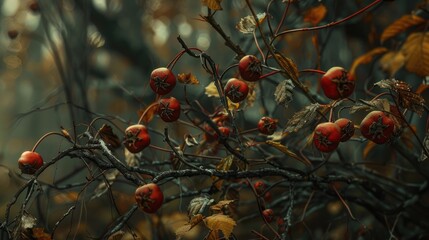 Autumn forest thorn Berry from the untamed woods