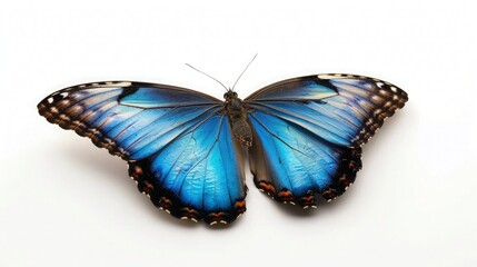 Blu Morpho butterfly with white background.