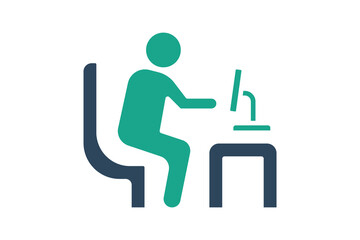 IT manager icon. person in front of a computer. icon related to information technology. solid icon style. technology element vector illustration