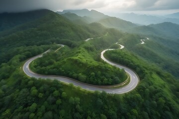 Beautiful winding road through the mountains