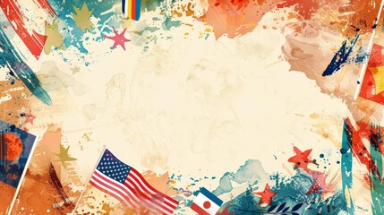 Blank vintage card for Flag Day