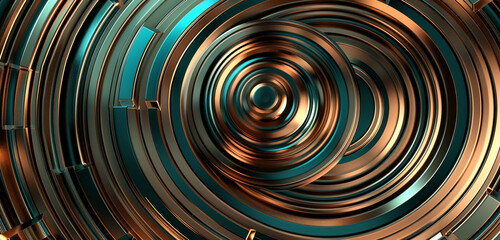 Futuristic chrome-turquoise circle lines Modern tech.