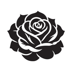 Rose flower silhouette vector flat illustration.