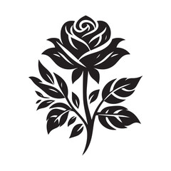 Rose flower silhouette vector flat illustration.