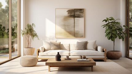 Minimalist Modern Living Room with Neutral Tones and Natural Light