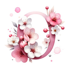 3D letter O with cherry blossom