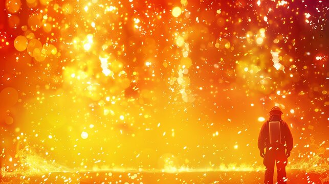 Fire safety officer demonstrating the dangers of improper firecracker use, exploded remains of a firework, educational setting