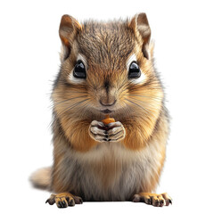 Fototapeta premium a small squirrel eating a nut on a white surface, transparent background png