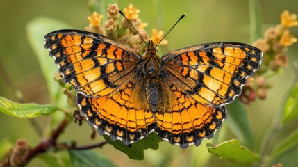 Fototapeta premium Scalloped Butterfly Resting on a Plant Zerynthia cerisyi