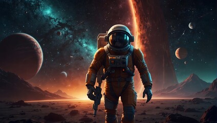  The journey of a space explorer in an intergalactic adventure mobile game ai_generated