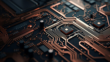 A close up of a circuit board with many small components