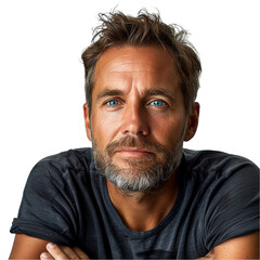 Fototapeta premium a man with a beard and a black shirt, transparent background png