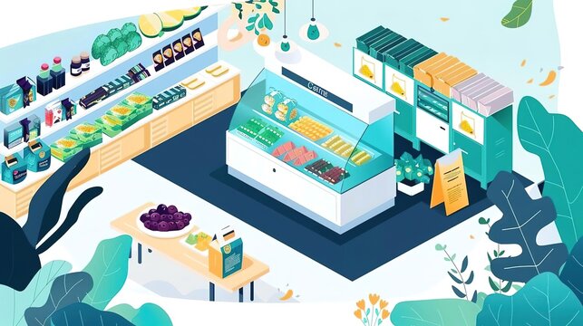 Design a grocery store with a modern and inviting interior