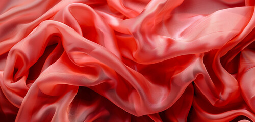 Obraz premium Lively coral creased fabric texture across expansive screen.