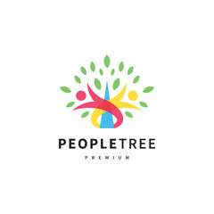 people tree logo design illustration with a pleasant style