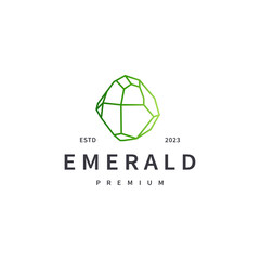 emerald gem logo design with line art style 2
