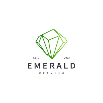 emerald gem logo design with line art style