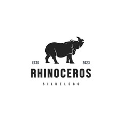 rhinoceros silhouette logo design illustration