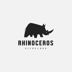 rhinoceros silhouette logo design illustration 2