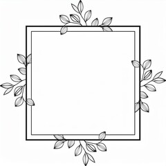frame with flowers and leaves. Black and white