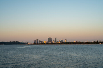 Obraz premium Perth city skyline at sunset