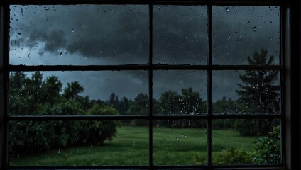 The soothing melody of raindrops tapping against a windowpane, nature's lullaby on a stormy night ai_generated