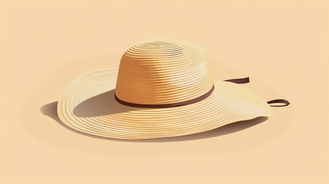 recommend clip art: Sun hat flat design side view, summer theme, water color, Monochromatic Color Scheme