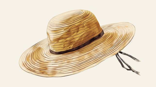 recommend clip art: Sun hat flat design side view, summer theme, water color, Monochromatic Color Scheme