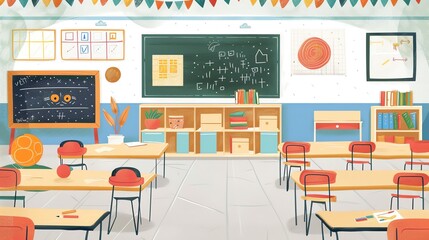 Teacher flat design side view, classroom theme, water color, Monochromatic Color Scheme