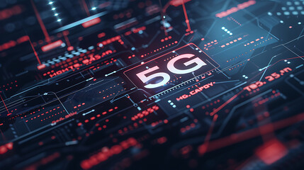 Digital illustration of 5G technology, highlighting futuristic data transmission and connectivity