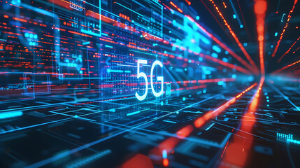 5G technology illustration with dynamic light trails, signifying high-speed connectivity and innovation