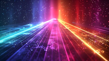 Mesmerizing Spectrum of Luminous Rays and Glowing Digital Artwork