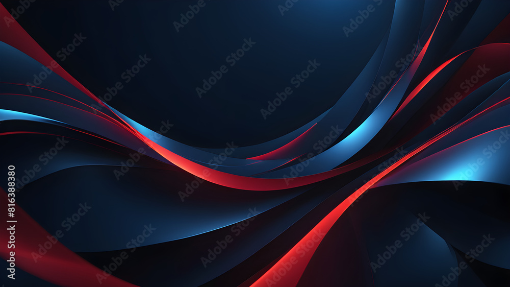 Wall mural abstract 3d dark blue background with a combination of luminous red overlap style graphic design ele