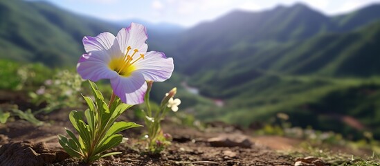 Portrait of the beauty of white flowers in remote mountains that are beautiful and fresh
