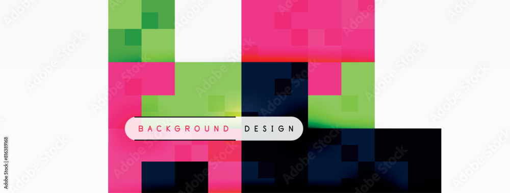 Poster a colorful background with squares and a white border . High quality