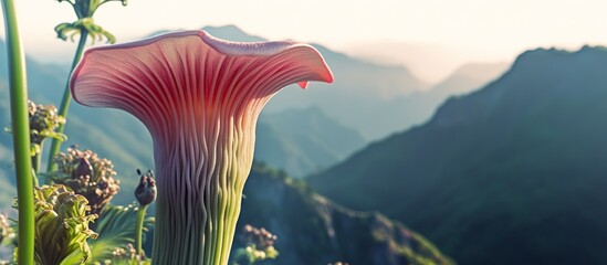 portrait of the other side of the amazing beauty of the corpse flower against the backdrop of a...