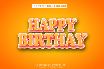 Vector happy birthday editable text effect style template