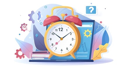 Create a professional, colorful, and visually appealing productivity-themed illustration