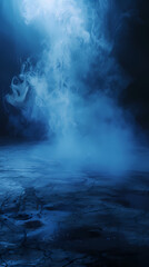Fototapeta premium Dark blue background with mist and smoke