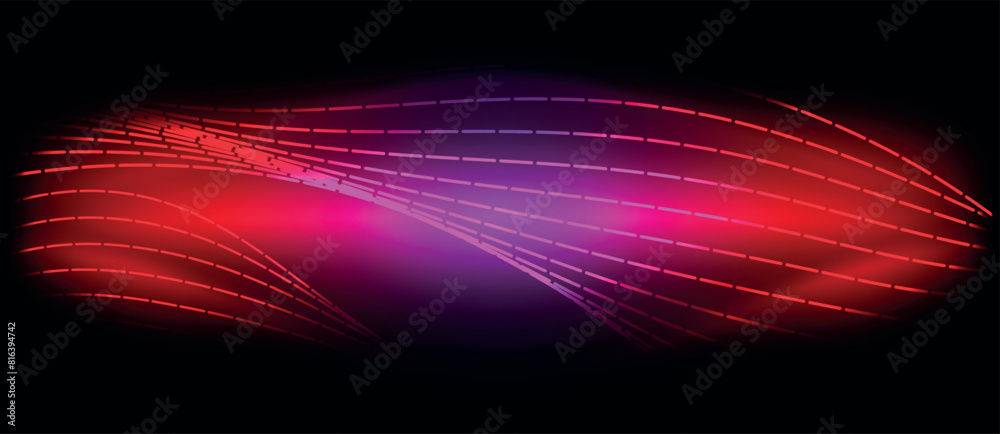 Aufkleber A mesmerizing red and purple wave is displayed on a black background, creating a stunning visual effect reminiscent of gas and electric blue hues in a technologically advanced space setting