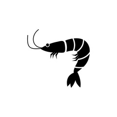 Shrimp, Prawn icon vector, simple black illustration on white background..eps