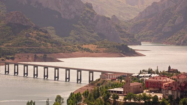 Large bridge over large body of water