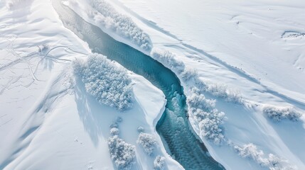 Snow covered River from Above